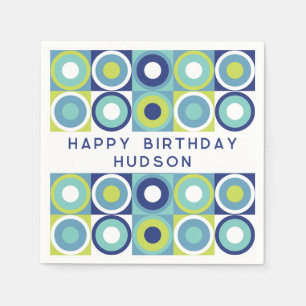 Servilleta De Papel Personalizado Feliz Cumpleaños Geométrico Negrita