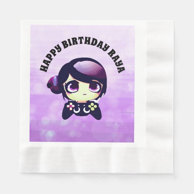 Servilleta De Papel Personalizado Feliz Cumpleaños Juego Temático Mora (Anverso)