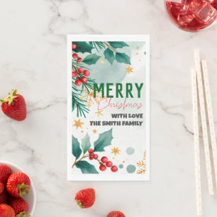 Servilleta De Papel Personalizado Feliz Navidad Napkins Elegante Navid