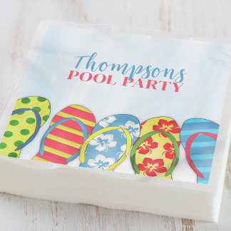Servilleta De Papel Personalizado Fiesta de fondo acuático de verano