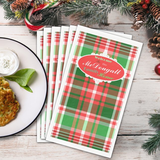 Servilleta De Papel Personalizado Fiesta de Navidades blancos verdes r (Subido por el creador)