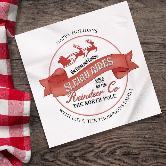 Servilleta De Papel Personalizado Fiesta de Navidades rojos y blancos (Christmas custom red and white paper napkin.)