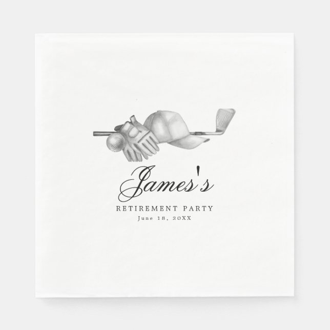 Servilleta De Papel Personalizado Fiesta de retiro de temática de golf (Anverso)