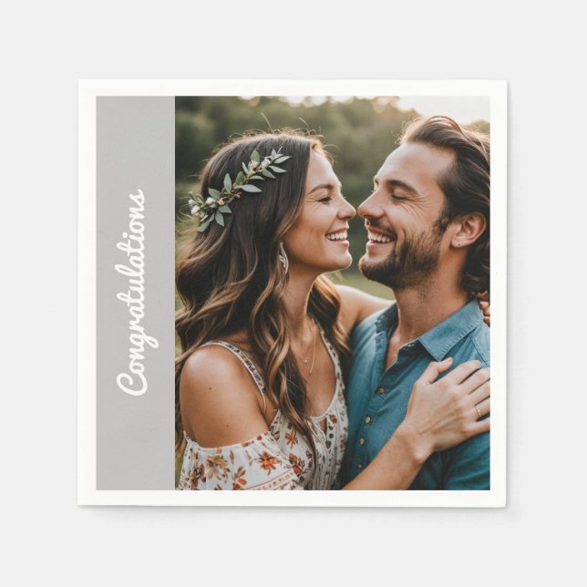 Servilleta De Papel "Personalizado Fiesta Napkin - Editable en foto y  (Anverso)