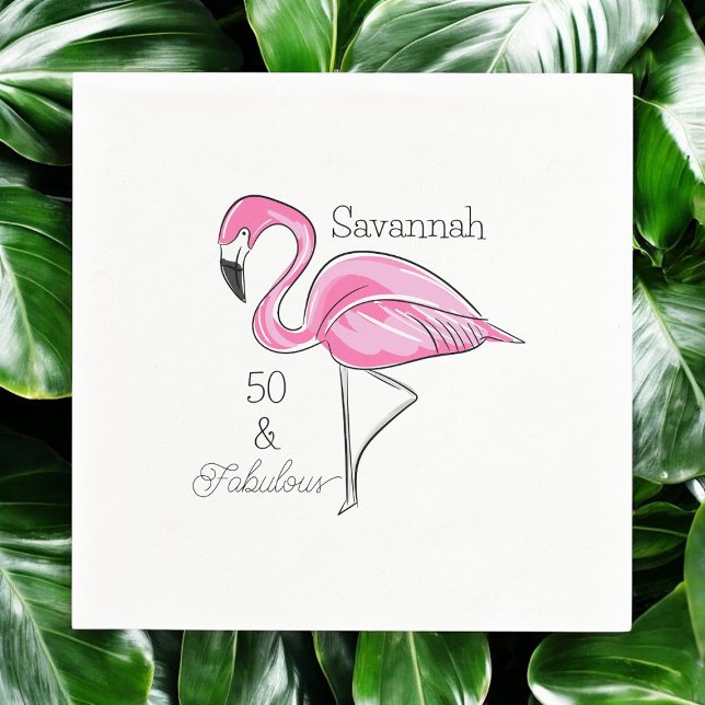 Servilleta De Papel Personalizado Flamingo Rosa 50 y fabuloso (Subido por el creador)