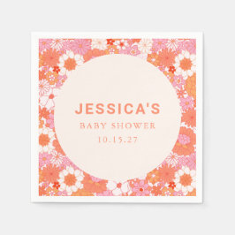 Servilleta De Papel Personalizado floral Naranja rosa Retro Boho Baby 