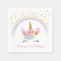 Personalizado Floral Rainbow Unicorn Primer Fiesta