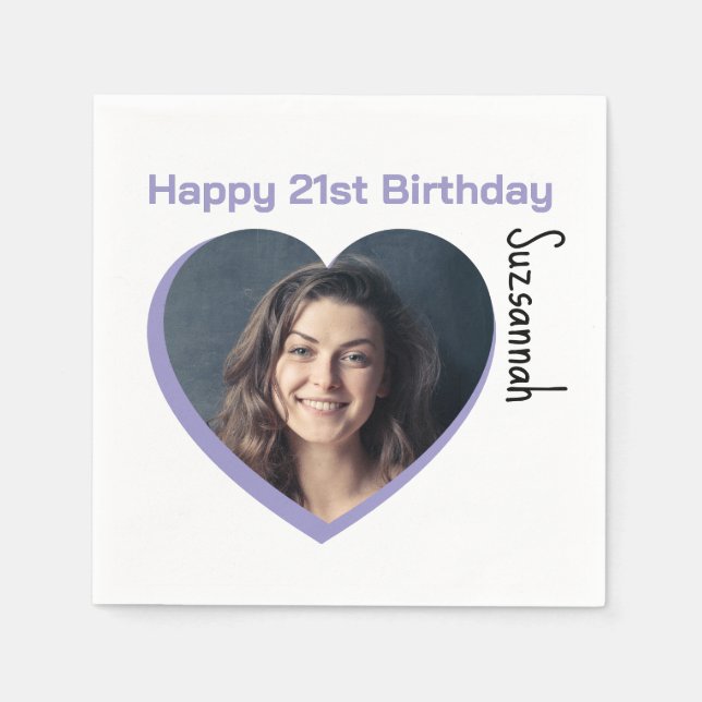 Servilleta De Papel Personalizado Foto 21ª plantilla de Fiesta Feliz C (Anverso)