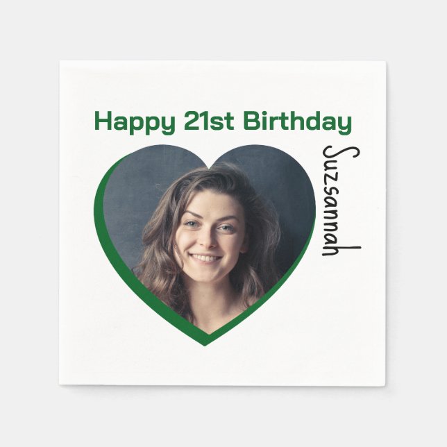 Servilleta De Papel Personalizado Foto 21ª plantilla de Fiesta Feliz C (Anverso)