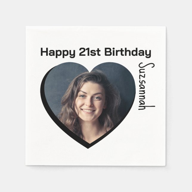 Servilleta De Papel Personalizado Foto 21ª plantilla de Fiesta Feliz C (Anverso)