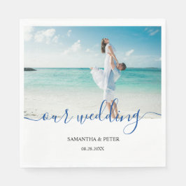 Servilleta De Papel Personalizado Foto Modern Beach Wedding Guest Book