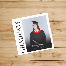 Servilleta De Papel Personalizado Foto Moderno Elegante Graduación Sen