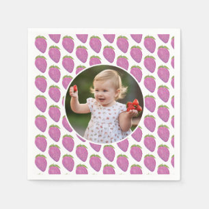 Servilleta De Papel Personalizado foto rosa Berry Primera fiesta de cu