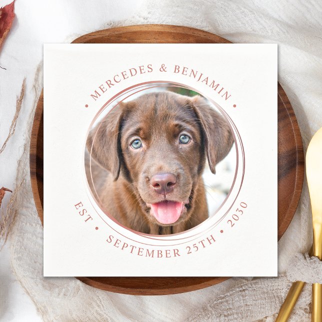 Servilleta De Papel Personalizado Foto Rosa elegante Boda personalizad (Subido por el creador)