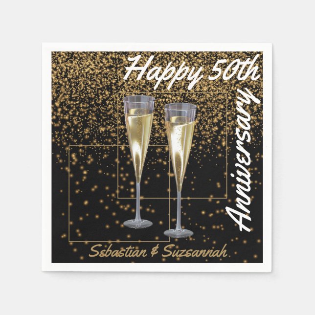 Servilleta De Papel Personalizado Foto y nombre 50 Boda Fiesta de aniv (Anverso)