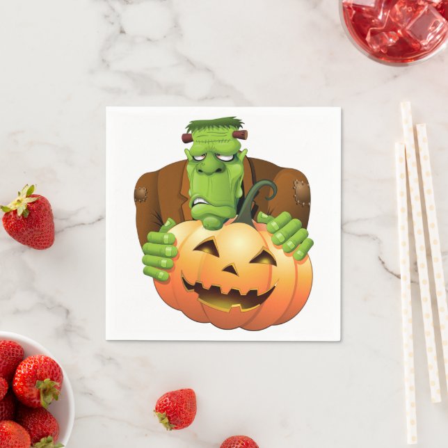 Servilleta De Papel Personalizado Frankenstein con Calabaza (In situ)
