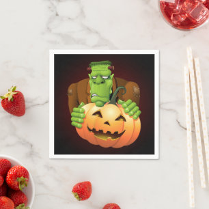 Servilleta De Papel Personalizado Frankenstein con Calabaza