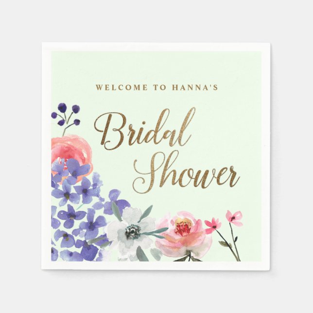 Servilleta De Papel Personalizado Garden Fiesta Floral Bridal Shower (Anverso)