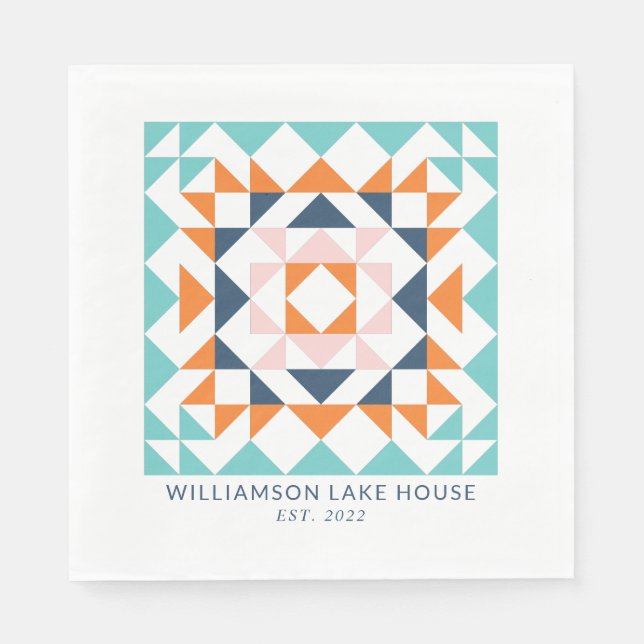 Servilleta De Papel Personalizado geométrico de bloques de calderilla  (Anverso)