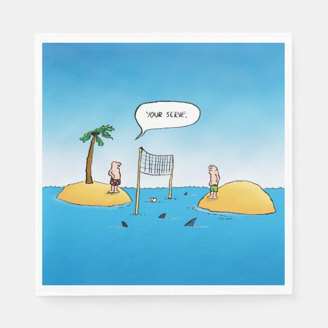 Servilleta De Papel Personalizado gracioso de voleibol de tiburones (Anverso)