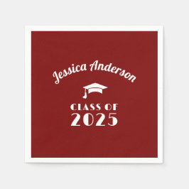 Servilleta De Papel Personalizado Graduación Granate y Blanco 