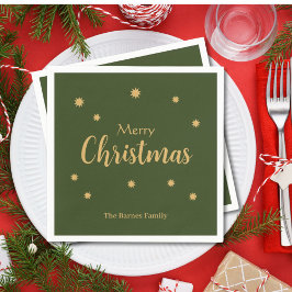 Servilleta De Papel Personalizado Green & Gold Feliz Navidad