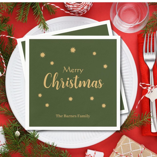 Servilleta De Papel Personalizado Green & Gold Feliz Navidad (Subido por el creador)