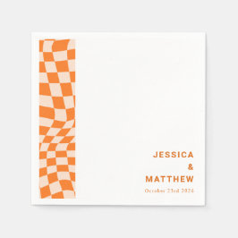 Servilleta De Papel Personalizado Groovy Naranja retro Boda de tablero