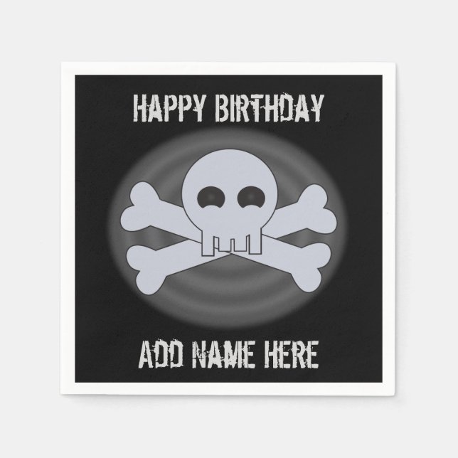 Servilleta De Papel Personalizado Happy Birthday Skull (Anverso)
