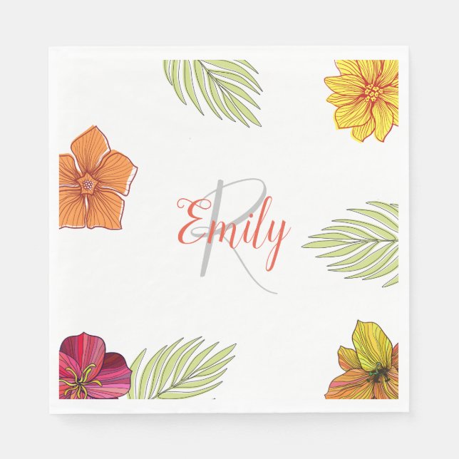 Servilleta De Papel Personalizado Hawaiian Aloha Floral (Anverso)