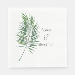 Servilleta De Papel Personalizado Hoja tropical Boda de acuarela Napki