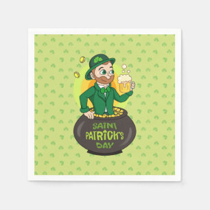 Servilleta De Papel Personalizado leprechaun en una olla de oro sosten