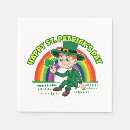 Servilleta De Papel Personalizado lindo leprechaun con shamrock y arco