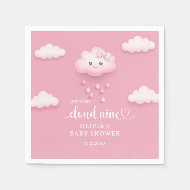 Servilleta De Papel Personalizado lindo nube sonriente nueve ducha beb (Anverso)