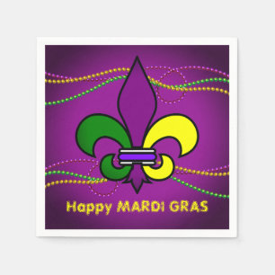 Servilleta De Papel Personalizado MARDI GRAS Fleur de Lis Cóctel desec