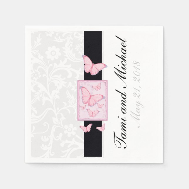 Servilleta De Papel Personalizado Mariposa Boda Napkins (Anverso)