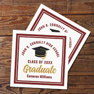 Servilleta De Papel Personalizado Maroon Gold Graduate 2025 Graduation