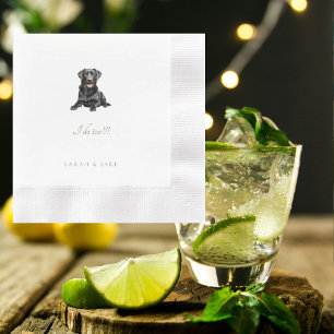 Servilleta De Papel Personalizado Mascota Black Lab Bodas de pañales