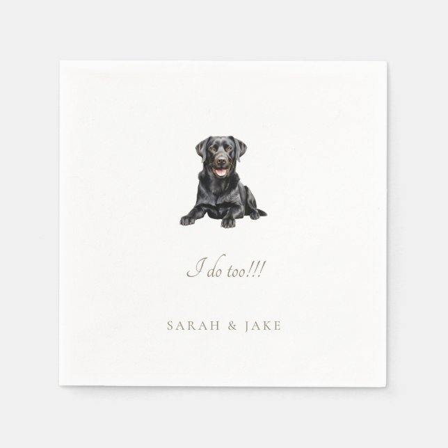 Servilleta De Papel Personalizado Mascota Black Lab Bodas Napkins (Anverso)