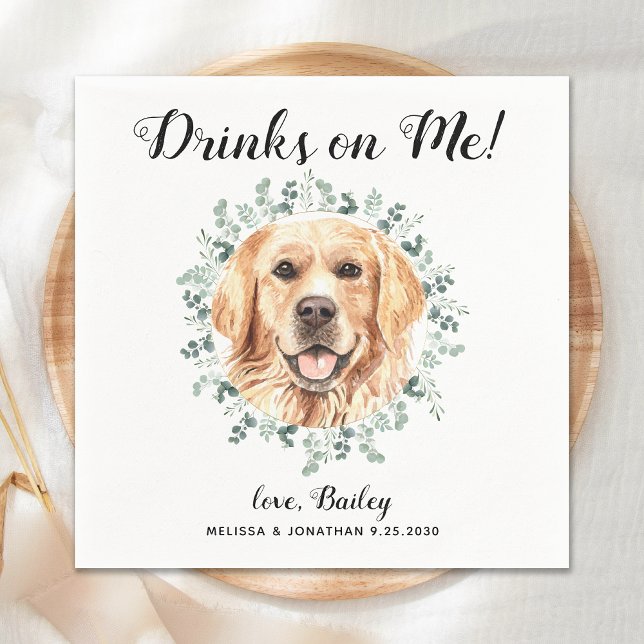 Servilleta De Papel Personalizado Mascota Boda Perro Bar abierto Golde (Subido por el creador)