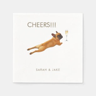Servilleta De Papel Personalizado Mascota Bulldog Boda Cocktail