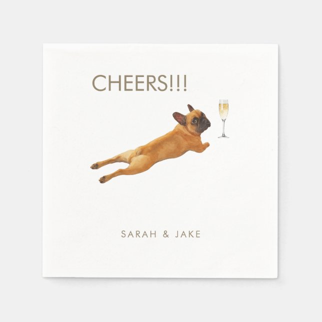 Servilleta De Papel Personalizado Mascota Bulldog Boda Cocktail (Anverso)