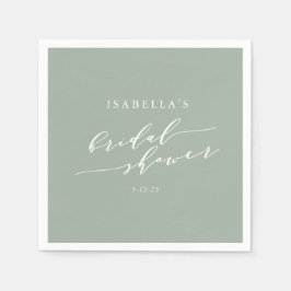 Servilleta De Papel Personalizado minimalista Dusty Sage Green Bridal 