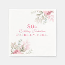 Personalizado moderno 80 cumpleaños Floral rosa