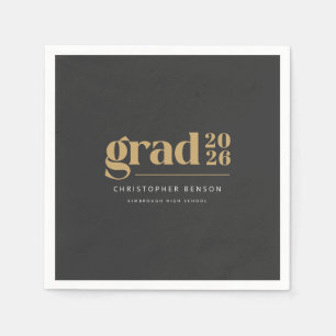 Servilleta De Papel Personalizado Moderno Carbón Oro Graduación 2026