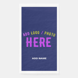 SERVILLETA DE PAPEL PERSONALIZADO MODERNO ELEGANTE NAVY AZUL VERIFICAD