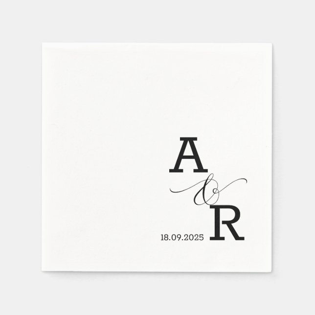 Servilleta De Papel Personalizado Moderno Monograma Ropa Boda impresa (Anverso)