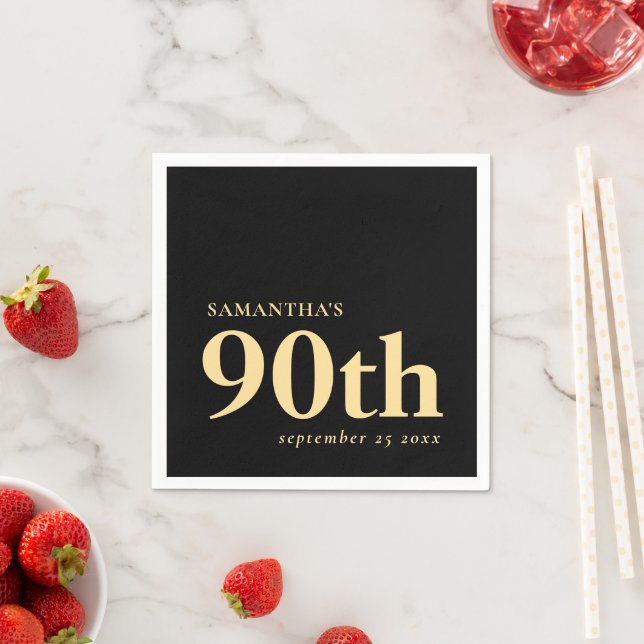 Servilleta De Papel Personalizado moderno Oro negro 90 Fecha de nombre (In situ)