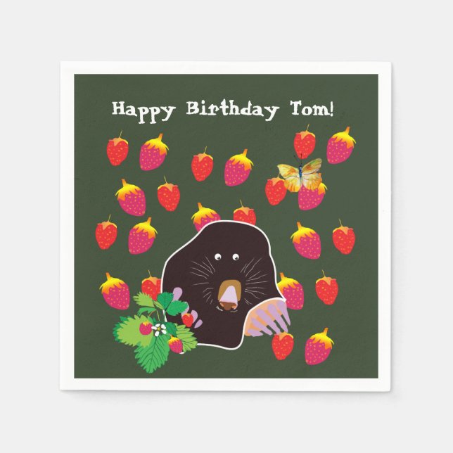 Servilleta De Papel Personalizado Mole Spring Strawberries (Anverso)