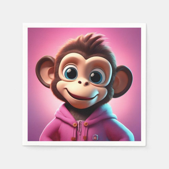 Servilleta De Papel Personalizado Monkey Standard Cocktail Napkins (Anverso)